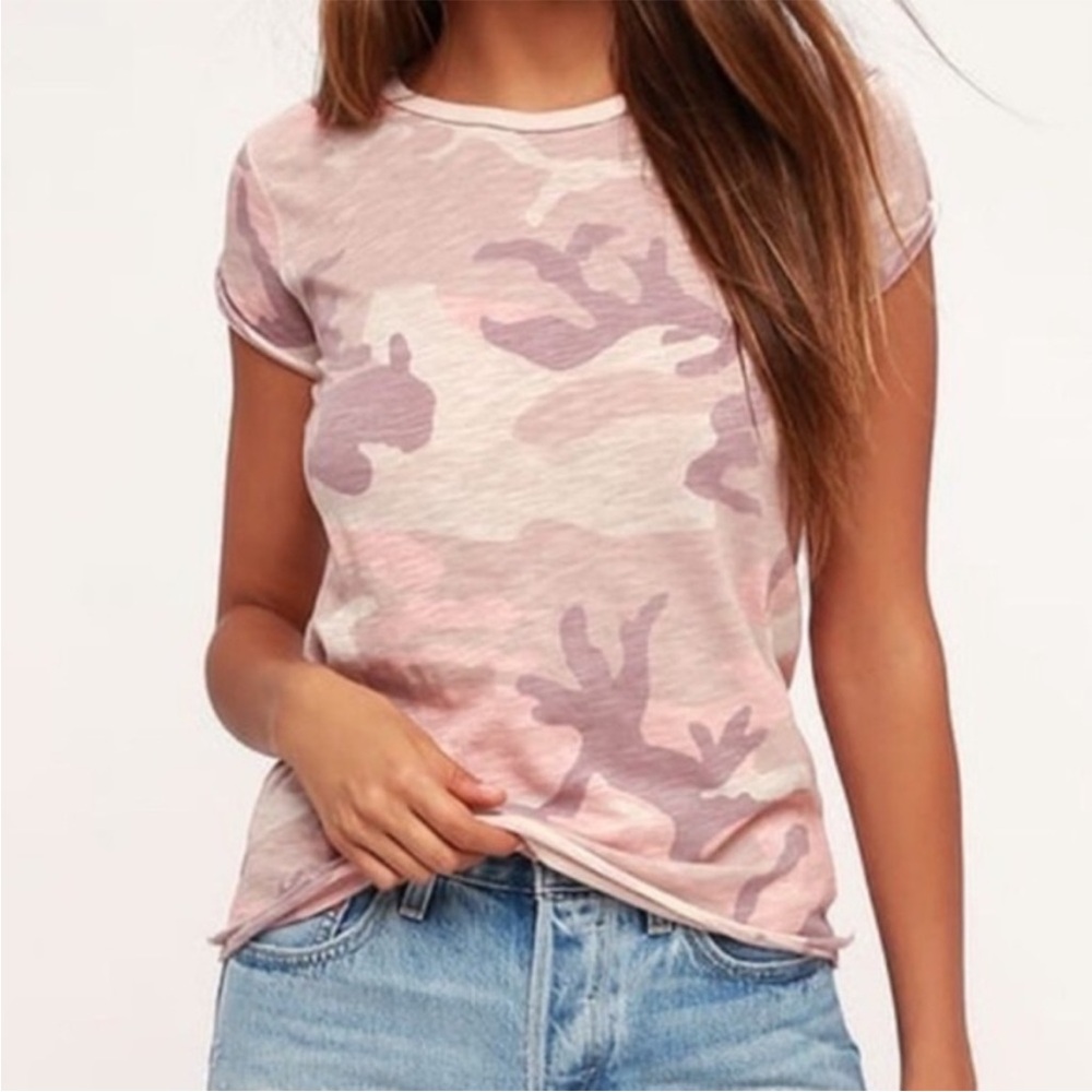Free People We The Free Clare pink camo short sleeve top